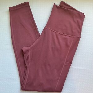 LF Pink Mauve Full length Leggings Pockets No Slip Waistband Size Large Like New